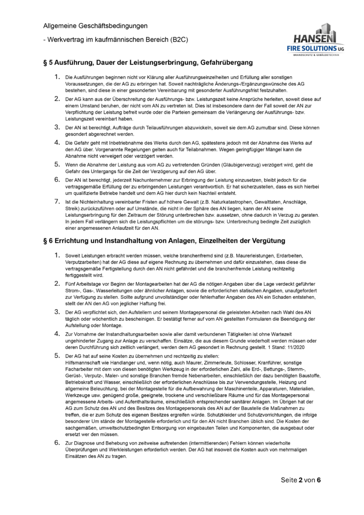Allgemeine Geschäftsbedingungen B2C Seite 2