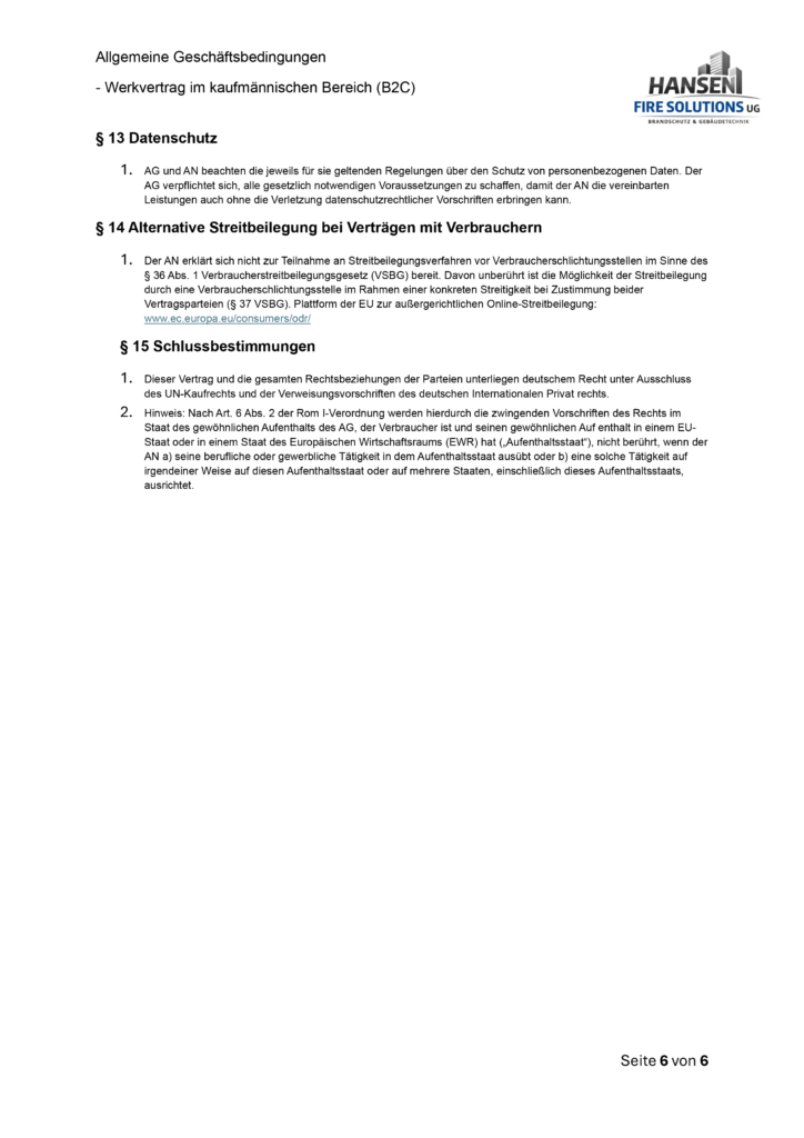 Allgemeine Geschäftsbedingungen B2C Seite 6