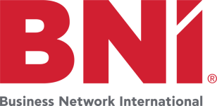 Rotes BNI Logo mit Unterzeile "Business Network International"